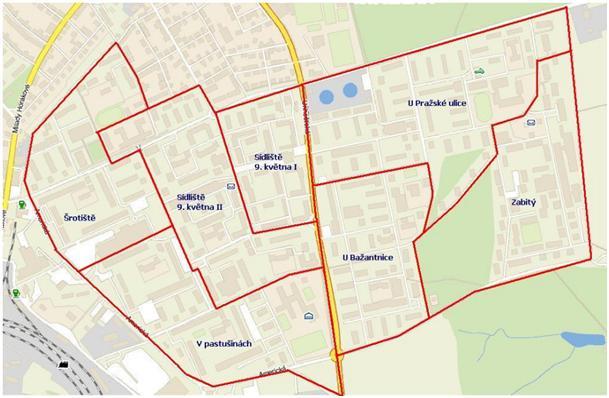 Obr. 3: ZSJ (urbanistické obvody) na sídlišti Kročehlavy Zdroj: Ouředníček. a kol.