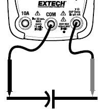 Měření kapacity obvodu (například kondenzátorů). Měření frekvence (pouze u střídavého AC napětí) 1. Přetočte ovladač funkcí do polohy pro měření frekvence Hz %. 2.