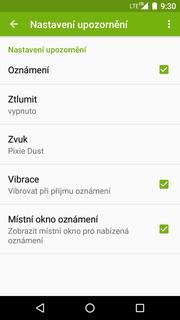 Nastavení tónů Zasílání zpráv.