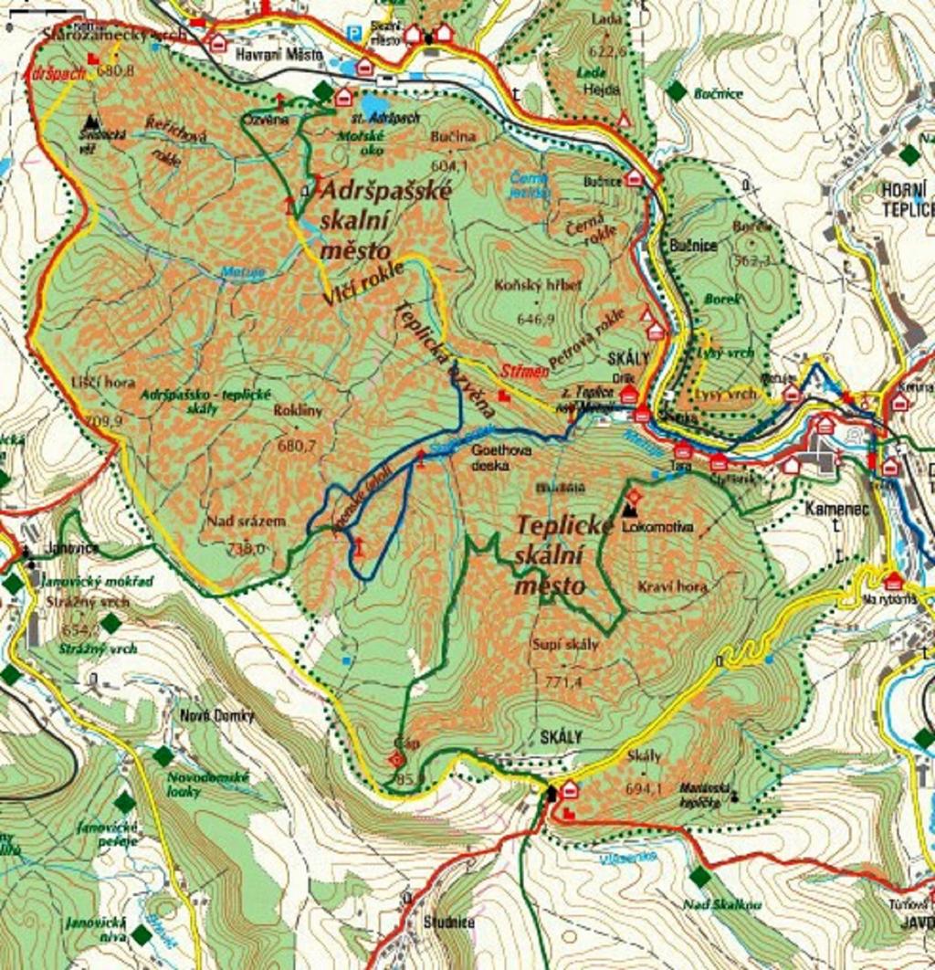 Mapa NPR Adršpašsko-teplické skály s