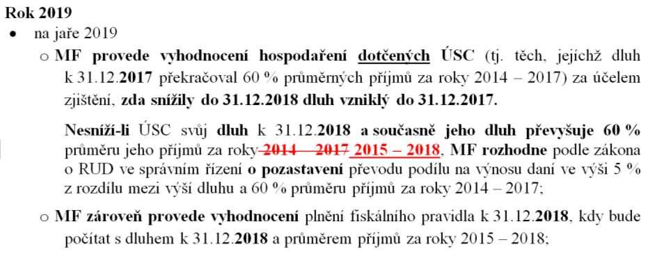 Fiskální pravidlo pro ÚSC - oprava výkladu Zprávy MF ČR č.