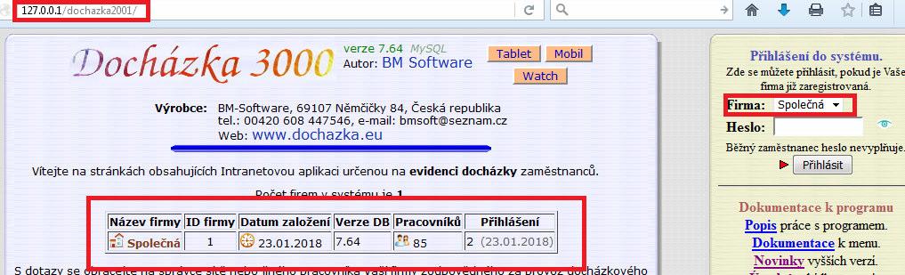 Docházka 3000 evidence pro zaměstnance z více firem Docházkový systém Docházka 3000 v klasické instalaci počítá s evidencí docházky zaměstnanců z jedné jediné firmy.