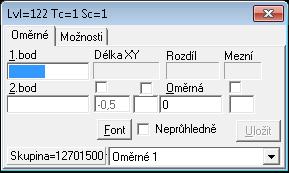 4 Ukázka tabulky vložení mapové značky Funkce testování kontrolních měr společně s jejich zadáváním do výkresu se nachází buď v panelu rychlého spuštění nebo v hlavním roletovém menu VKM Vložit