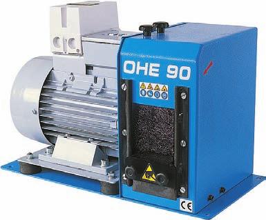 Odhrotovací zařízení OHE 90 (odlehčená verze modelu OH 90) Jednoduché a velmi rychlé odhrocení všech druhů profilů (včetně vnitřních hran) nebo plného materiálu pomocí rotujícího ocelového kartáče.