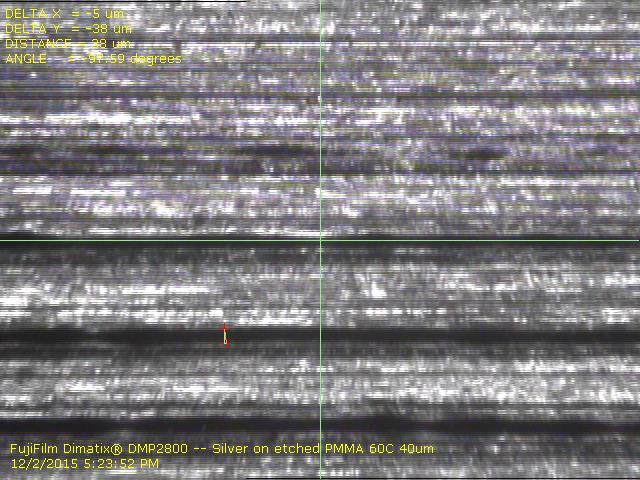 Optimalizace kvality tisku A B C šířka čáry 250 200 150 100 50 D 0 10 20 30 40 50 60 70 80 90 bez čištění strip etch rozteč kapek (µm) Obr. 50: Vliv plazmatu na šířku čáry při tisku na PMMA.