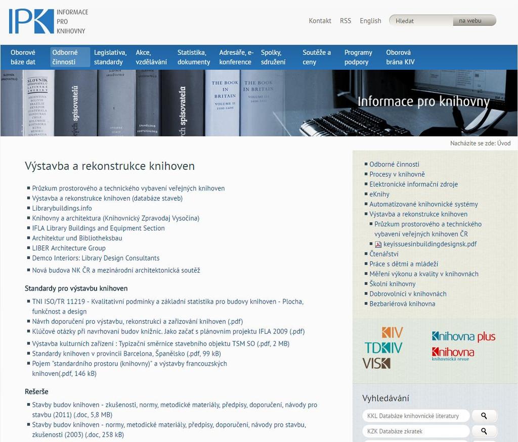 Informace k výstavbě knihoven http://ipk.nkp.