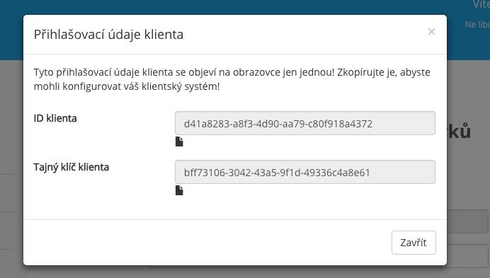 III. ČÁST NASTAVENÍ ORGANIZACE V NSOL KROK 4: Uložení vytvořených přihlašovacích údajů Zobrazí se Vám Přihlašovací údaje klienta.