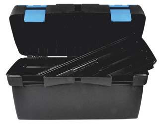 Kovčki za orodje, predalnika 081266 20 Kovček za orodje 500x258x255 mm 14,20 Kovček za orodje in pribor - material: PVC - dimenzije: 500x258x255 mm - 1 sortirnik, ki se lahko vzame