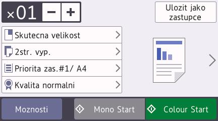 4 Kopírování Kopírování dokumentu 3 Ujistěte se, že jste do zásobníku papíru vložili správnou velikost papíru. Vložte dokument. Stiskněte [Kopir].