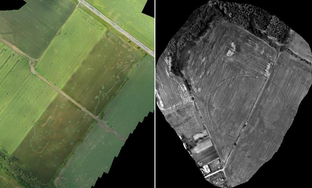 Obr. 3: fotografické mapy vytvořené na základě dat získaných ortografickým snímkováním S touto výbavou je tedy letoun připraven pro plnění dvou typů mise: