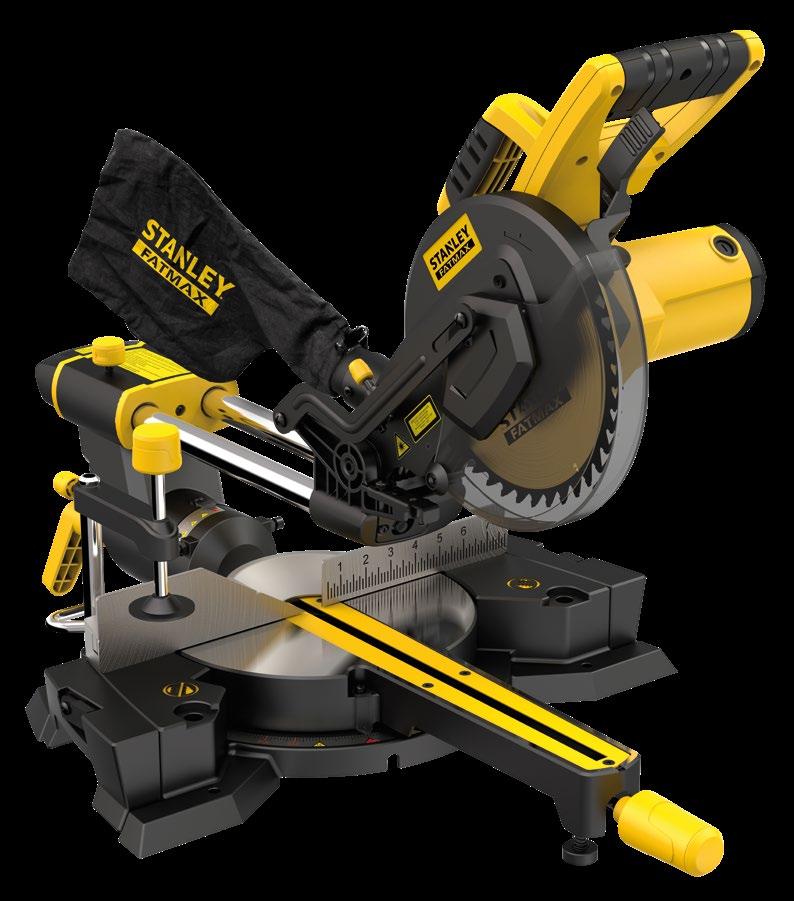 Pokosová pila s pojezdem 216 mm 1 500 W FME721 1 500 W, 2 výsuvné opěry materiálu, svěrka materiálu, výškově nastavitelný doraz, laser, pojezd, přednastavené zarážky pro snadné a