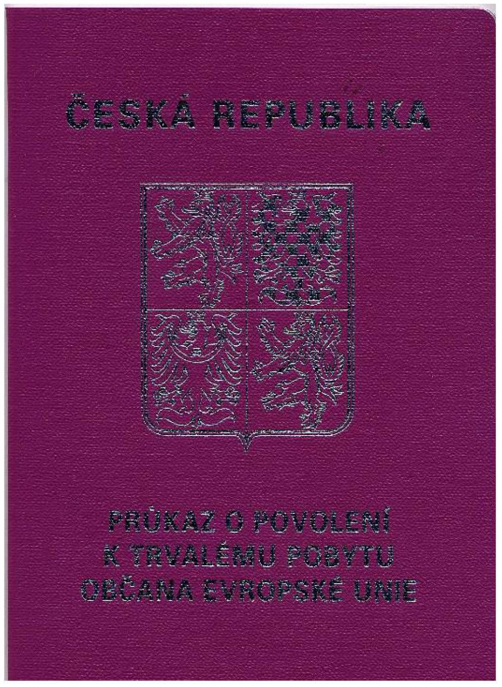 PRŮKAZ O POVOLENÍ K TRVALÉMU POBYTU OBČANA EVROPSKÉ UNIE Tento model je vydáván od 1.