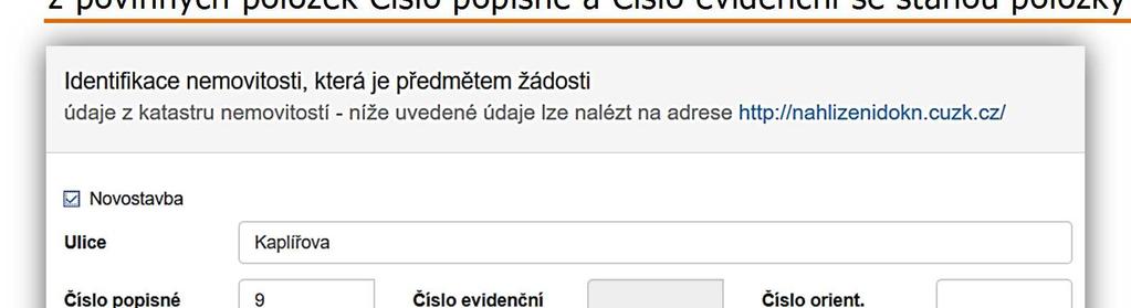 Obrázek Našeptávání adres Korespondenční adresa žadatele Toto okno nevyplňujte (nezaškrtávejte)!