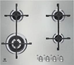 knoflíky, vpředu vpravo Typ a pozice ovládání: otočné knoflíky, ve středu vpředu integrované elektrické zapalování ovladačem integrované elektrické zapalování ovladačem integrované elektrické