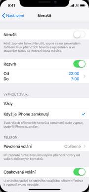 35 z 36 Funkce Nerušit Zvolíte možnost Nerušit. 3. Funkci můžete zapnout ihned a to stisknutím vypínače na konci řádku Nerušit.