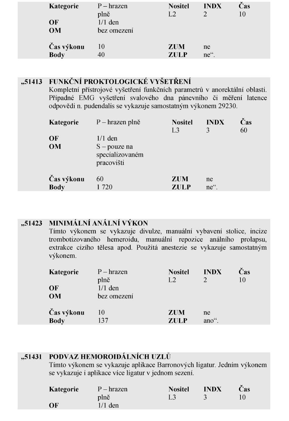 Strana 3868 Sbírka zákonů č. 354 / 2017 Částka 122 23. V příloze v Kapitole 511 chirurgie skupina 1 výkon č. 51413 zní: 24.