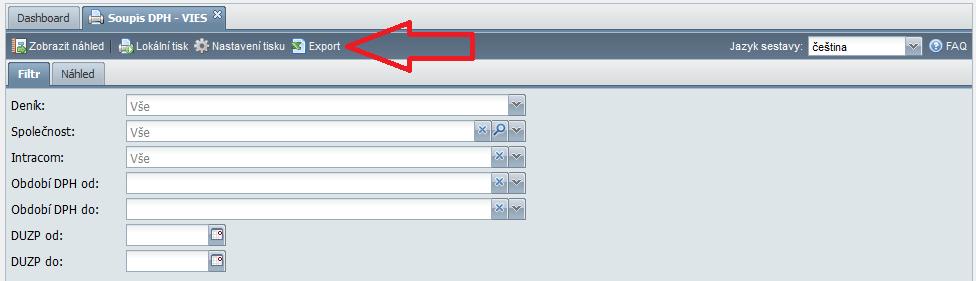 Soupis DPH (VIES) pro souhrnné hlášení Do soupisu pro souhrnné hlášení byla doplněna možnost exportu dat do excelu.