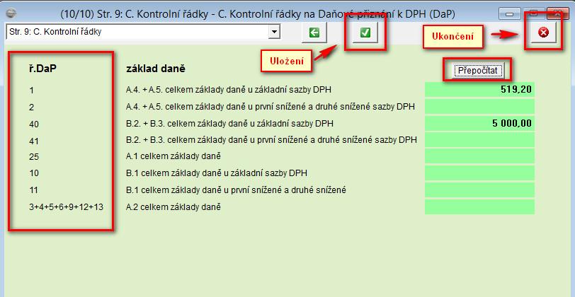 Nový - pomocí tohoto tlačítka lze ručně vložit řádek do kontrolního hlášení a což umožní uživateli ručně vypsat jednotlivé údaje (DIČ odběratele, Ev. číslo daň. dokladu, atd.