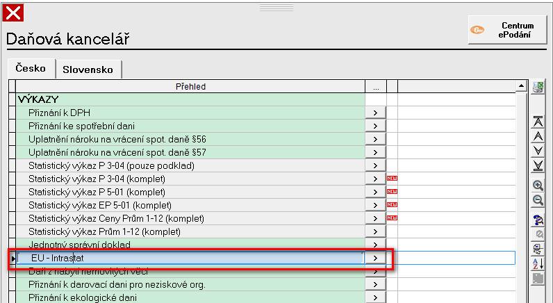 Program PREMIER system je ergonomicky navržen tak, aby proběhlo co nejpřesnější automatické vyplnění výkazu Intrastat a zároveň byly minimalizovány administrativní vícepráce, např.