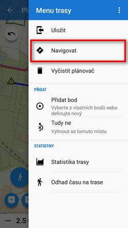 19/25 Okamžitá navigace Navigaci podél navržené trasy můžete rychle spustit přímo z plánovače: otevřete menu