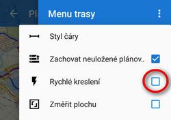 neuloženou trasu a nabízí ji k dokončení, když se do plánovače vrátíte: Pokud chcete začínat vždy s novou trasou, když