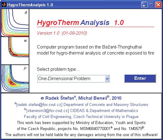 Obr. 3.8 Úvodní okno programu HygroThermAnalysis [3.12] Obr. 3.9 Okno programu HygroThermAnalysis [3.
