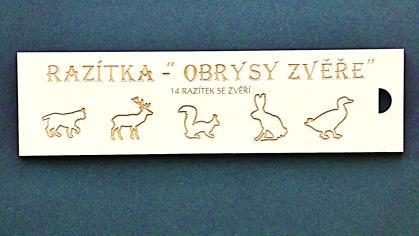 kachna, jezevec, muflon a bažant) 00256 - Razítka Obrysy zvěře (14 razítek) 860 Kč