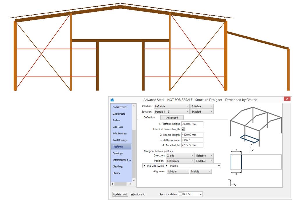 Co je nového v Steel Structure Designer 2017 Stěnová ztužidla Definování štítových stěn bylo vylepšeno v této verzi Steel Structure Designeru o možňost