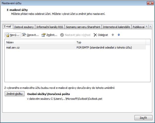 V okně Zvolit e-mailovou službu