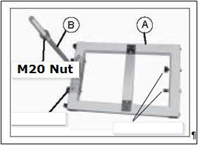 The two lock nuts M20 must be screwed onto the threads of the support arm. They are used for height adjustment of the boom.