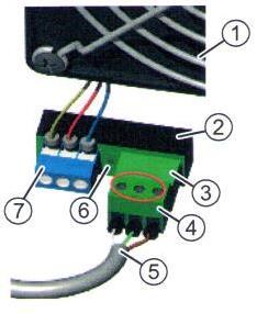 Osazení svorek konektoru řídící sběrnice k regulátoru 1 kulatý kabel - bílá žíla 2 kulatý kabel - zelená žíla (fáze +) 3 kulatý kabel - hnědá žíla osazení konektoru Zapojení ventilátorů - provozní