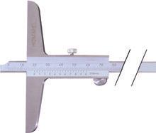 Hloubkové posuvné měřidlo Měřicí můstky 31306-31327 ß - Dělení v mm - Měřicí plochy induktivní tvrzené - Se zajišťovacím šroubem - Čtecí díly matně chromované Nerezová ocel.