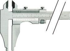 Zkosené měřicí hroty na měření úzkých míst - S bezpečným zajišťovacím šroubem nahoře a nastavitelnou bronzovou kluznou pružinou - Přesnost podle DIN 862 - Hlavní dělení je uloženo hlouběji proti