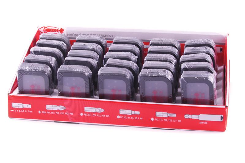 5, H6 BITY SADA 32 ks BITY SADA DRILL SET Číslo Popis 108848 bity 25 mm, adaptér rozsah 1,5-13 mm OSTŘIČ VRTÁKŮ DO KOVU