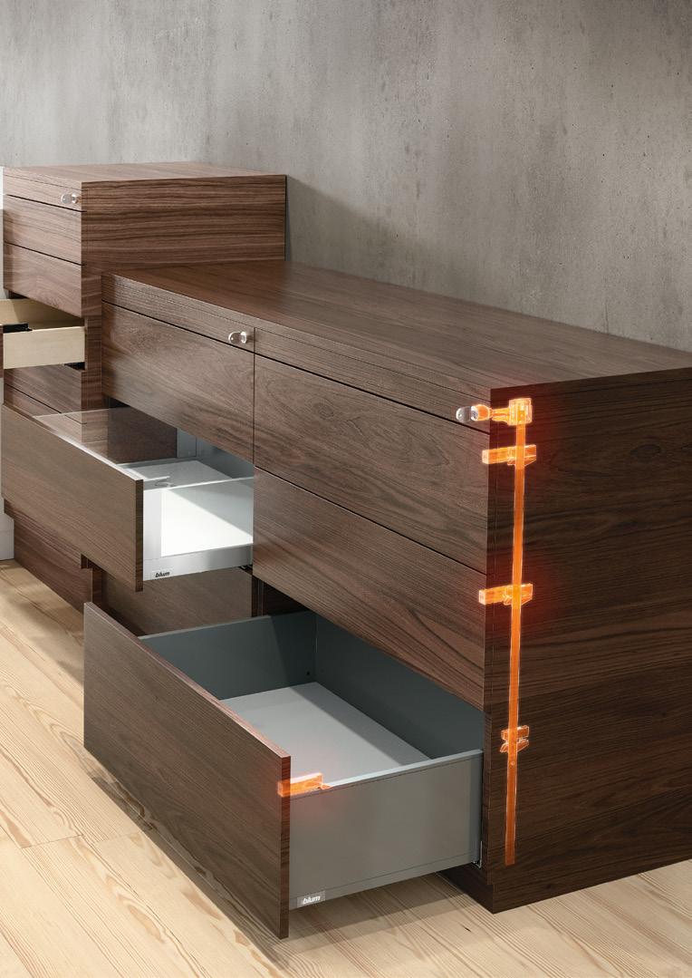 Řešení pro spoustu nápadů Není důležité, zda pro LEGRABOX, TANDEMBOX, MOVENTO nebo TANDEM zámkový systém firmy Blum rozkrývá
