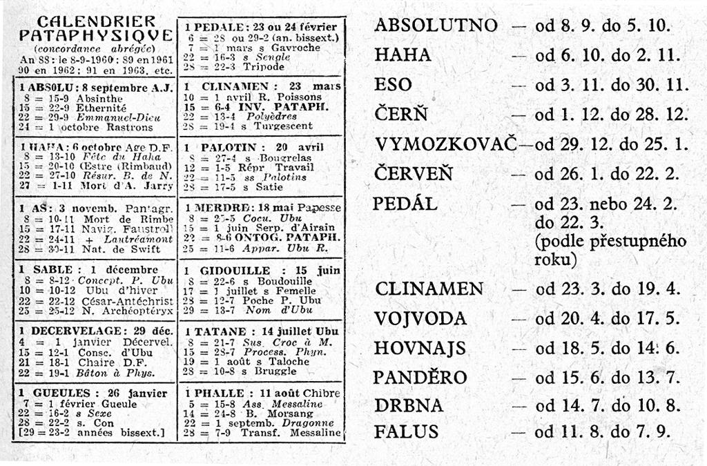 KRAL_UBU_PROGRAM_zlom.QXD_Sestava 1 3/31/16 4:56 PM Stránka 15 Je-li patafyzika univerzální vědou, musí mít i svůj kalendář, to dá holý nerozum se ho rozhodl napsat.