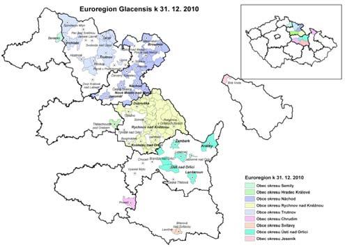 Orlické hory a Podorlicko 19: 287-296 (2012) Obr. 1. Členské obce Euroregionu Glacensis. Zdroj: ČSÚ.