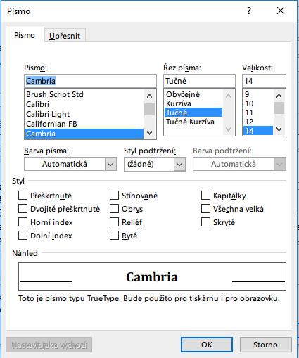 5.2 Microsoft Word 28 nosti v rodičovském stylu, projeví se tato změna i v následném stylu. Nastavením vlastnosti následného stylu dojde k přepsání zděděné hodnoty.