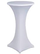 BISTROSTŮL SE STREČOVÝM UBRUSEM BÍLÝ, pr. 60 cm Trendový elastický potah na plastový skládací bistro stůl Ø 60 cm, výška 110 cm, vytváří podstavec čtvercového tvaru. Cena vč.