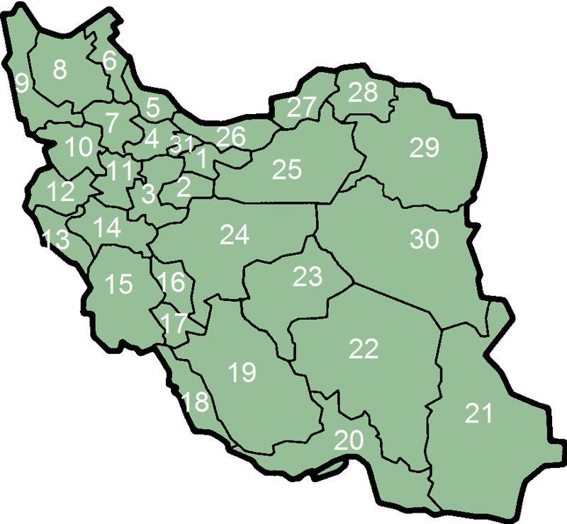 Administratívne členenie Irán sa delí na 31 provincií (ostán). Každú z nich spravuje guvernér (ostándár).