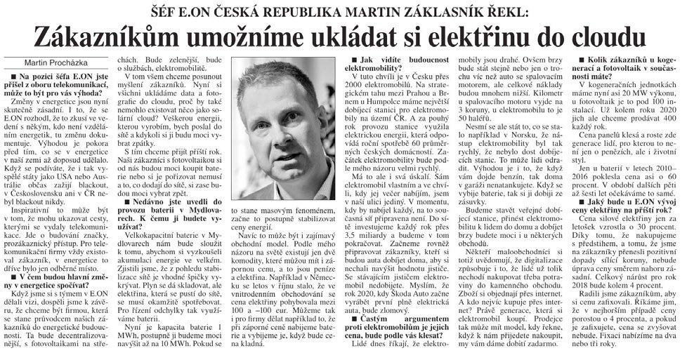 Na to se pokusil odpovědět Martin Záklasník, předseda představenstva a generální ředitel společnosti E.ON v České republice: Plánujete měnit strategii E.