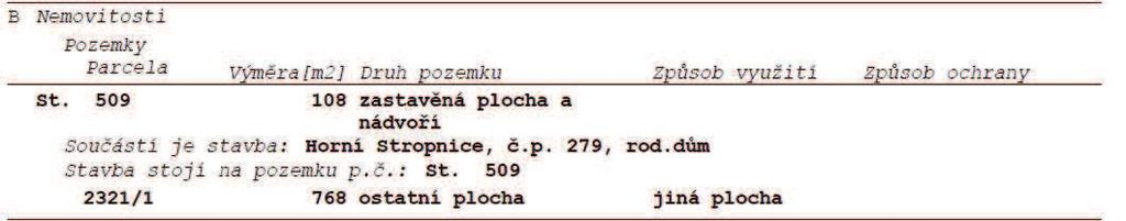 Jedná se o rodinný d m s p íslušenstvím a pozemkem v obci Horní Stropnice, okres eské Bud jovice. D m íslušenství t chto nemovitých v cí tvo í: evník exekutorem usnesením.j. 120 EX 33842/13-128 ze dne 19.