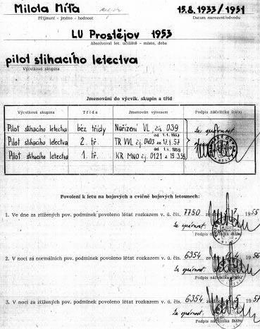 MILOTA Mí a Létal jsem patnáctku Jmenování do pilotních tøíd bylo asi tím, na èem si každý pilot zakládal.