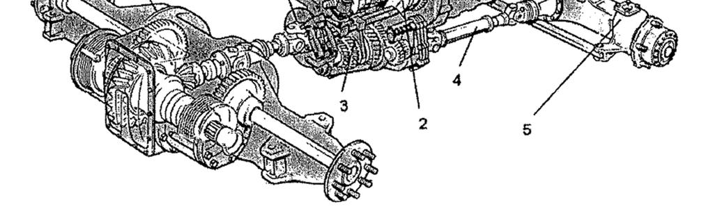 Krouticí moment je veden z motoru (1) do hydrodynamického měniče (2), ve kterém se moment zvyšuje a otáčky snižují.