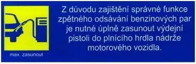 Výdejní stojany na kapalná paliva TATSUNO EUROPE Stručná uživatelská příručka 3.3.3. ODSÁVÁNÍ BENZÍNOVÝCH PAR Výdejní stojany TATSUNO EUROPE pro výdej benzínu nebo směsi benzínu a ethanolu (max.