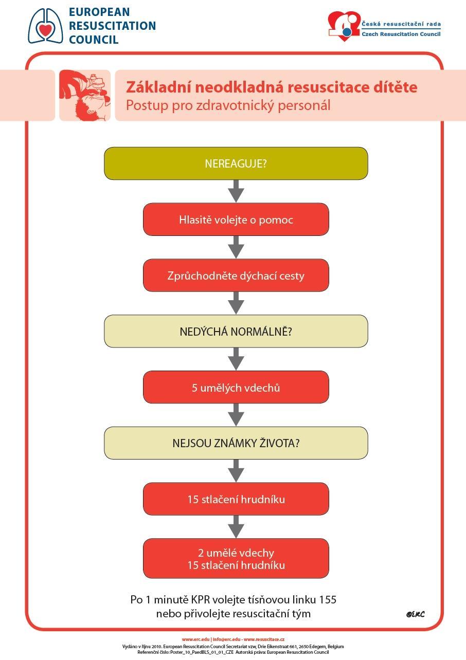 PŘÍLOHA F: Schéma základní neodkladné resuscitace dítěte Obrázek 38: Algoritmus BLS u dítěte