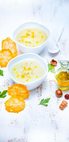 Polévka Velouté z tykve odrůdy patty pan a s parmezánovými lupínky Program Soup (polévka) 6 20 min. 30 min.