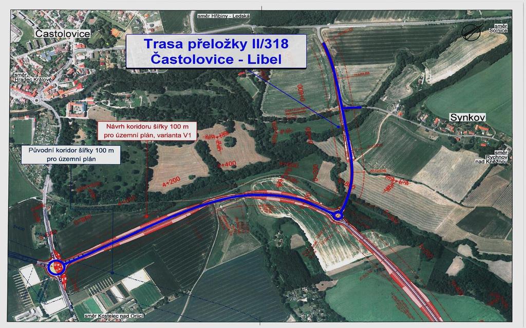 Zdroj SFDI Obchvat obce Častolovice (odklonění silnice II/318, napojení na komunikaci v k. ú. Libel) - spojení I/11 a II/318 v souladu se změnou č.