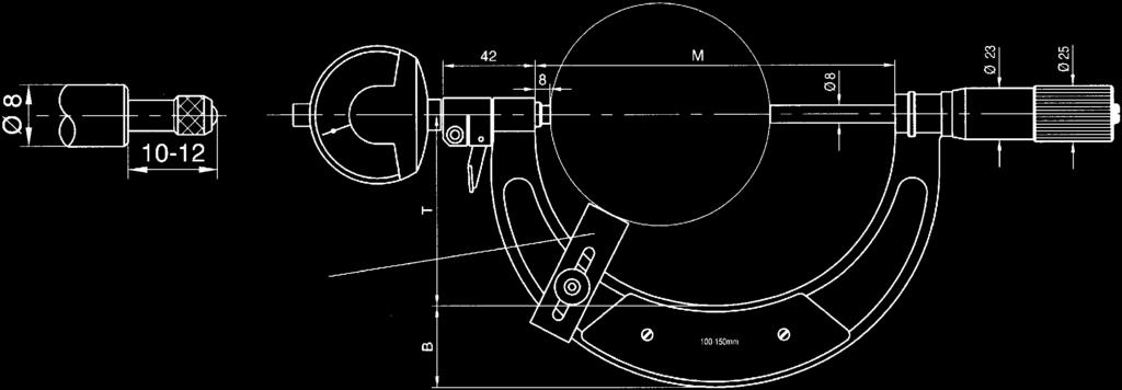 stupnice na bubínku a pouzdøe matovì chromována - aretace koleèkem, mìøicí síla 5-10N - nadzvedavání pohyblivého mìøicího doteku pomocí páèky cca 2,5mm Mìø. rozsah Max. chyba Obj. èíslo Obj.