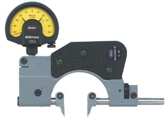 Pasametry 840 FM - MAHR Marameter M s mìøicími ramínky Použití: pro mìøení úzkých osazení, èelních prùmìrù, osazení na høídelích, rozmìru pøes zuby u ozubených kol - tømen ocelový Mìø. rozsah Mìø.